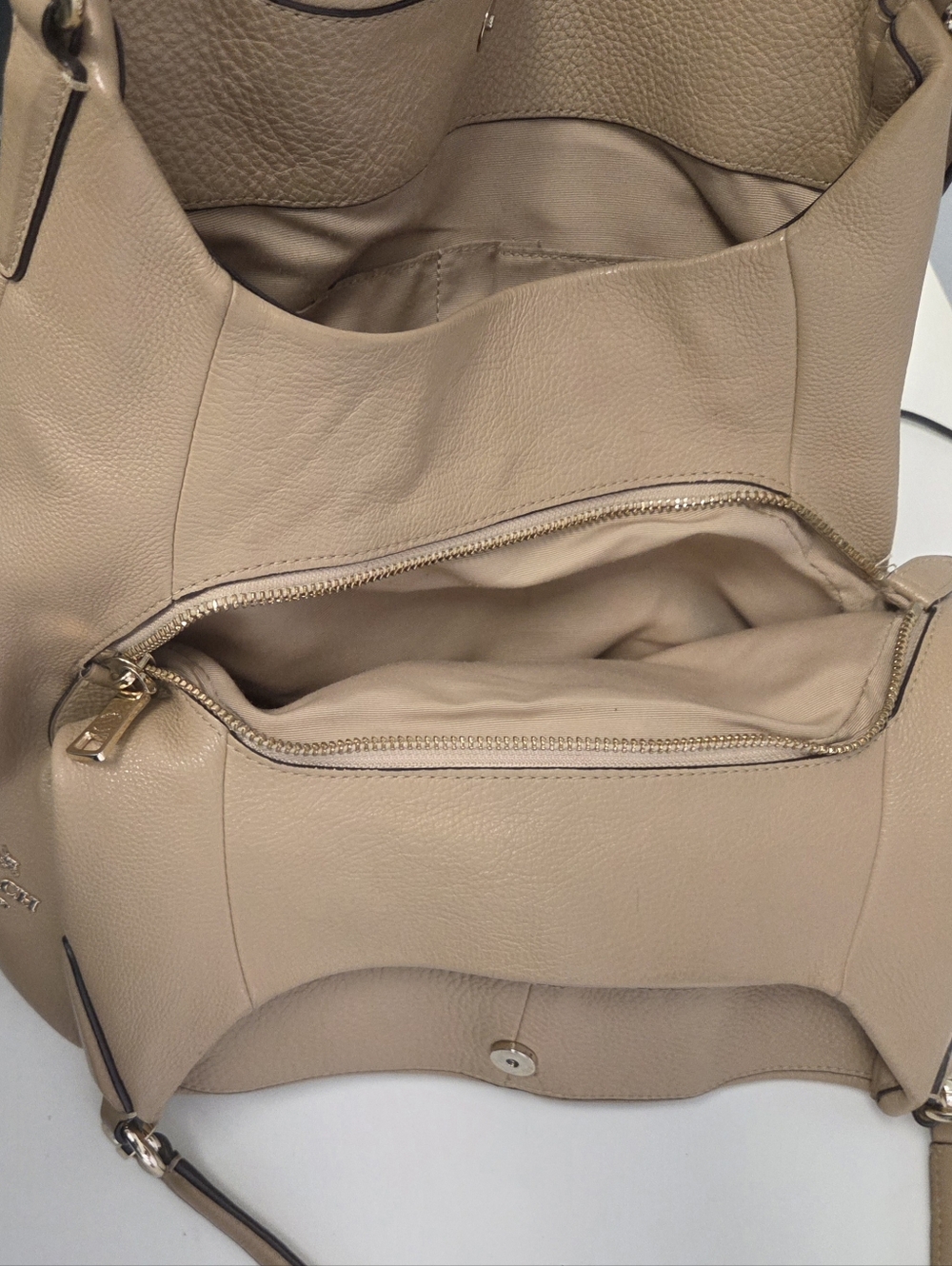 Coach Madison Phoebe Tan Pebbled Leather Shoulder Bag - Picture 10 of 16